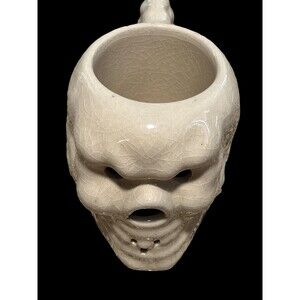 Vintage Otagiri Skull Tiki Mug Japan Crackle Glaze 4.5” MCM Barwarentury